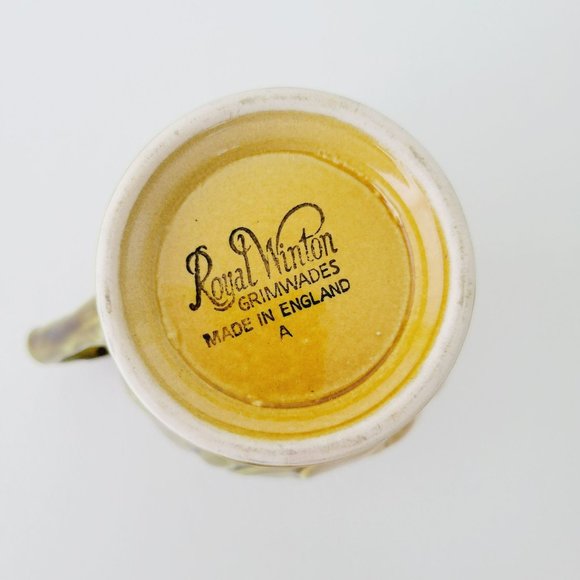 Vintage Royal Winton Grimwades Creamer with Embossed Leaves in Green/Brown Glaze - Picture 8 of 11